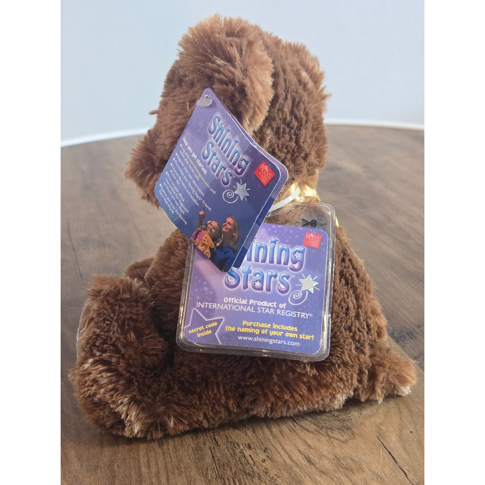 Russ Berrie Shining Stars Brown Bear Plush Stuffed Animal NWT Secret Code 8 Inch - Picture 2 of 4